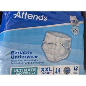 Attend Bariatric Protective Underwear XXL 68-80" Waist  12 count